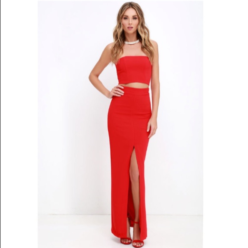 Lulu’s Better Than A Sequel Two-Piece Dress Red Small